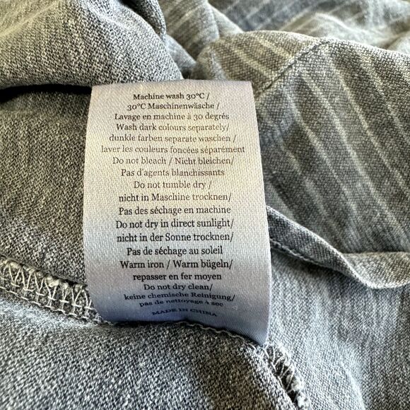 Wrap London Dress Women 6 Blue Striped Hemp Blend Cap Sleeve Midi Distressed - Picture 6 of 7